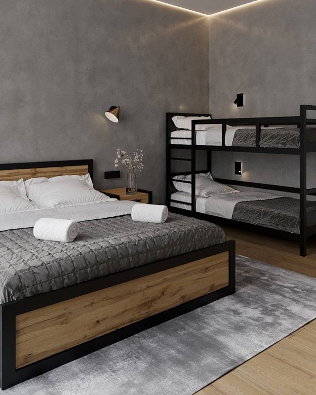 Ліжко Loft 160 + Тумба приліжкова Loft 2 шт. + Ліжко Loft двоярусне