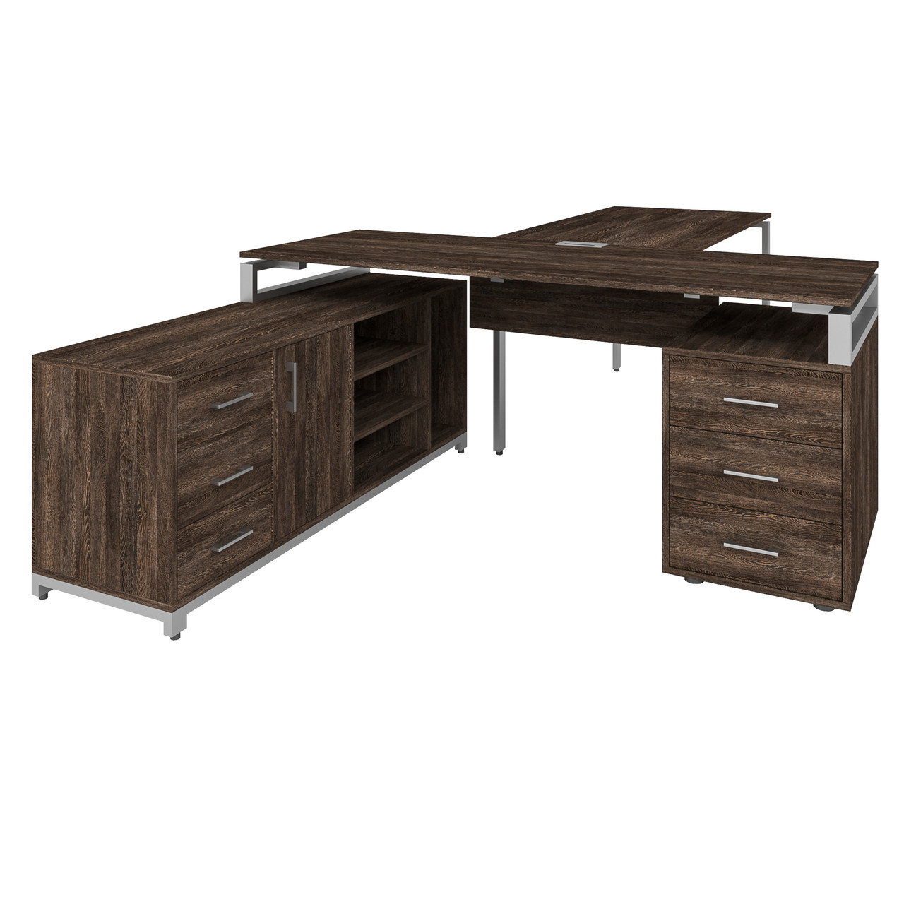 Офісний письмовий стіл керівника Loft Details FLB180 з брифінгом з царгою