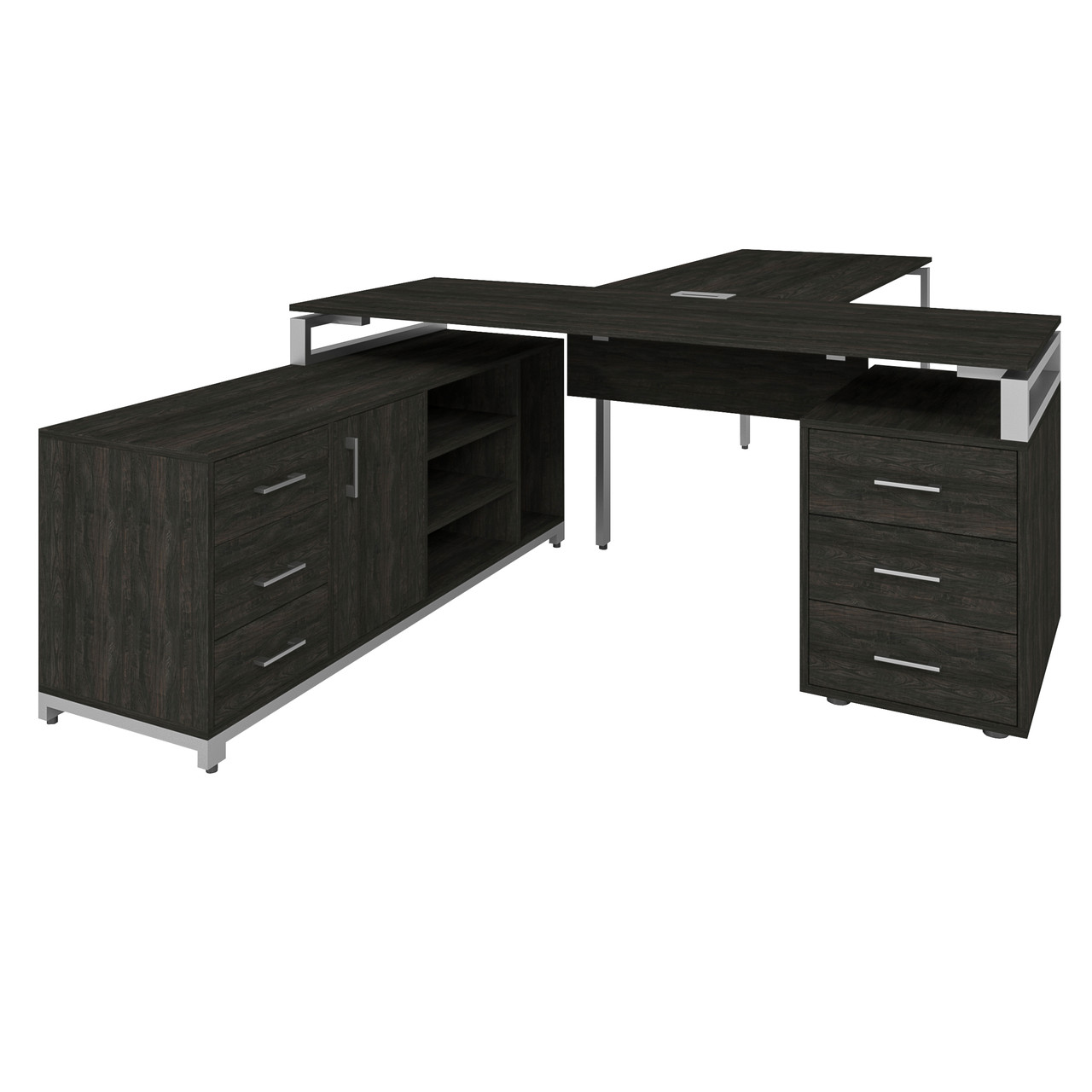 Офісний письмовий стіл керівника Loft Details FLB180 з брифінгом з царгою